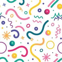 a colorful pattern with various shapes and lines vector