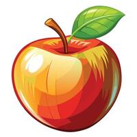 an apple with a leaf on it is shown vector