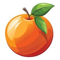 an orange with a leaf on it vector