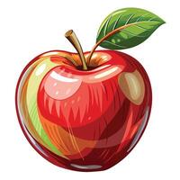 an apple with a leaf on it is shown vector