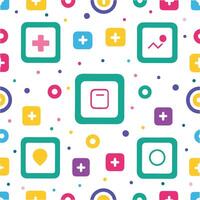 a colorful pattern with icons and squares vector