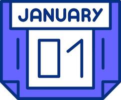 1 January Filled Slip Style Icon vector