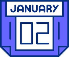 2 January Filled Slip Style Icon vector
