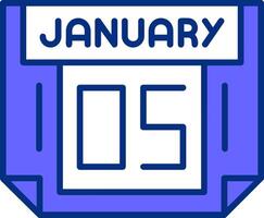 5 January Filled Slip Style Icon vector