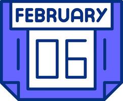 6 February Filled Slip Style Icon vector