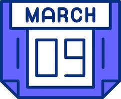 9 March Filled Slip Style Icon vector