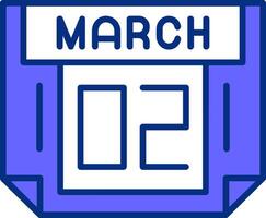 2 March Filled Slip Style Icon vector