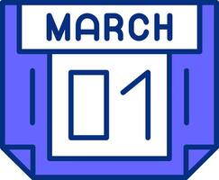 1 March Filled Slip Style Icon vector