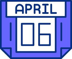 6 April Filled Slip Style Icon vector