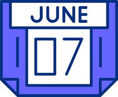 7 June Filled Slip Style Icon vector
