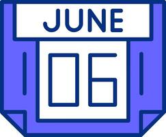 6 June Filled Slip Style Icon vector