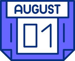 1 August Filled Slip Style Icon vector