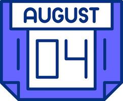 4 August Filled Slip Style Icon vector