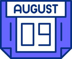 9 August Filled Slip Style Icon vector