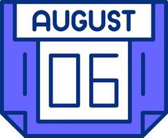 6 August Filled Slip Style Icon vector