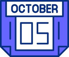 5 October Filled Slip Style Icon vector