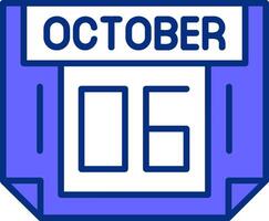 6 October Filled Slip Style Icon vector