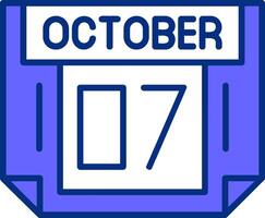7 October Filled Slip Style Icon vector