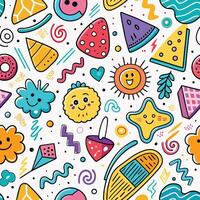 seamless pattern with colorful objects and shapes vector