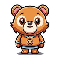 a cartoon bear wearing a blue shirt and a smile vector