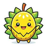 a cartoon character of a yellow fruit with green leaves vector