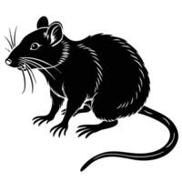 a black and white rat on a white background vector