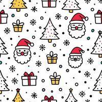 christmas seamless pattern with santa claus and trees vector