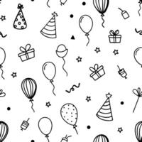 seamless pattern with birthday party items vector