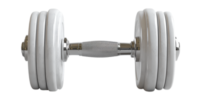 White Dumbbell with Metal Handle Isolated on Transparent Background png
