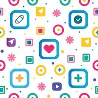 a colorful pattern with icons and hearts vector