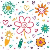 a colorful flower and other objects are shown in this image vector