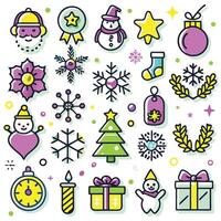 christmas icons set in a line style vector