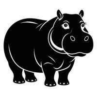 a black and white hippo on a white background vector