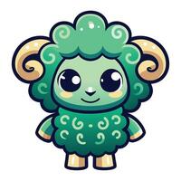 a cute little green sheep with big eyes vector