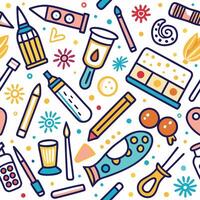 art supplies and tools in a seamless pattern vector
