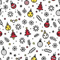 christmas seamless pattern with christmas tree, snowflakes and other objects vector