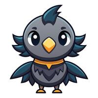 a cartoon bird with a yellow beak and black feathers vector
