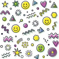 a colorful set of smiley faces and other shapes vector