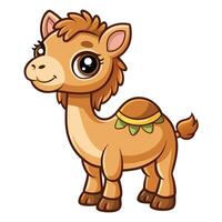 cartoon camel with a green collar and a brown saddle vector