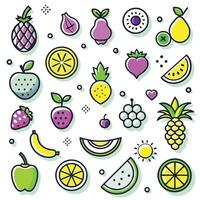 fruit icons set in line style vector