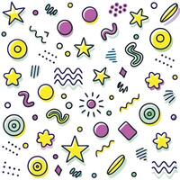 a colorful pattern with various shapes and stars vector