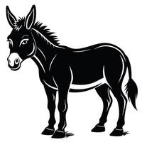 a black and white donkey standing in front of a white background vector