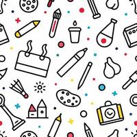 seamless pattern with school supplies and objects vector