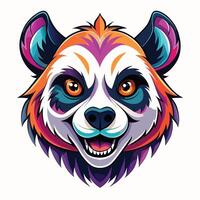 a colorful panda head with a big smile vector