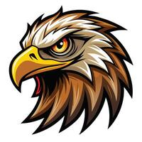 an eagle head with a big beak and yellow eyes vector