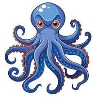 an octopus is shown in blue with red tentacles vector