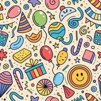 seamless pattern with colorful party items vector