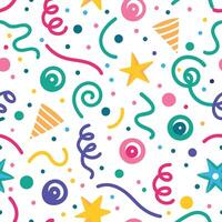 a colorful pattern with stars, confetti and other items vector