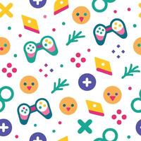 a colorful pattern with game controllers and other items vector