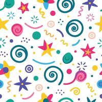 seamless pattern with colorful swirls and stars vector